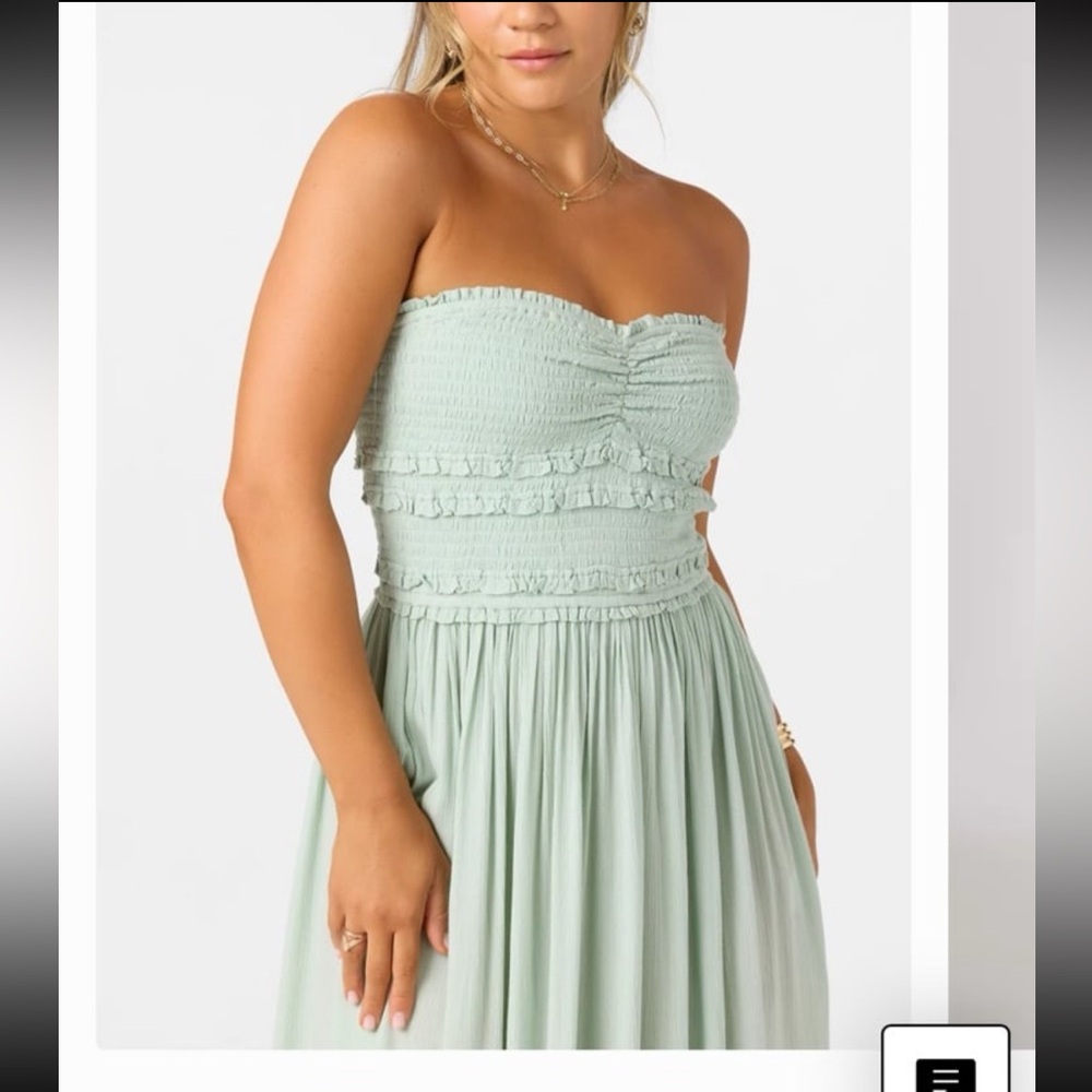 NWT O’neill Mint Green / Blue Strapless Midi Dress - Picture 2 of 5